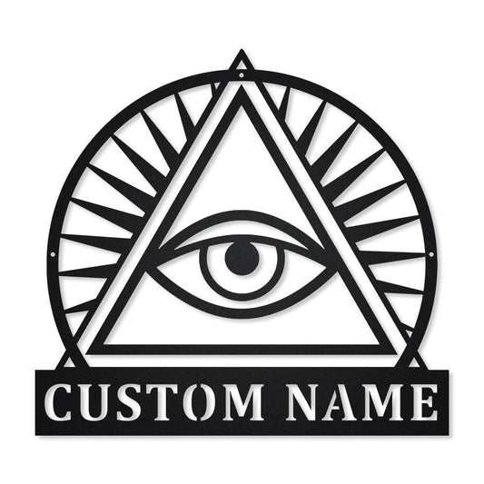 Personalized Illuminati Monogram Metal Sign Art , Custom Illuminati Metal Sign, Illuminati Lover Sign - metal sign