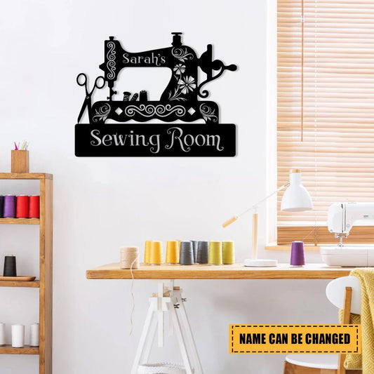 Personalized Sewing Machine Metal Sign, Sewing Room Metal Art, Metal Laser Cut Metal Signs Custom Gift Ideas - 8 inches - metal sign