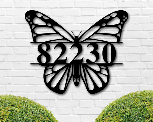 Custom Butterfly Address Sign, Custom Metal Name Sign, Butterfly Sign, Monarch Sign, Personalized Address - metal sign