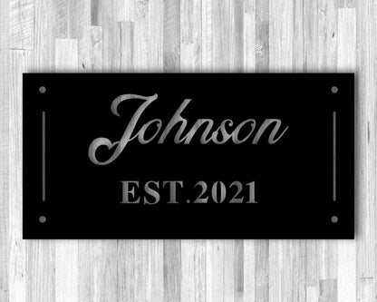 Last Name Metal Sign, Family Name Sign, Est. Date Sign, Housewarming Gift, Wedding Gift, Anniversary Gift, Custom Name With Date Gift, Name, Laser Cut Metal Signs Custom Gift Ideas