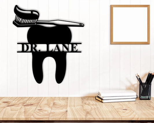 Personalized Dentist Name Metal Sign, Dentist Gift, Gift For Dentist, Doctor Dentist Office Decor, Metal - metal sign