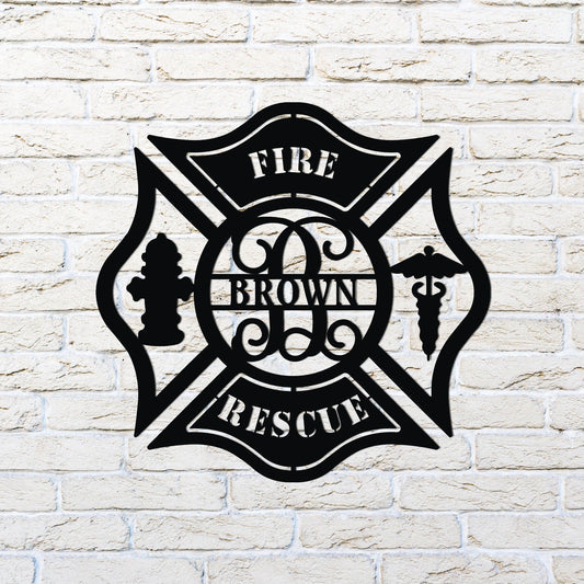 Custom Maltese Cross Sign, Firefighter Sign, Monogram Maltese Cross Sign, Personalized Metal Maltese - metal sign