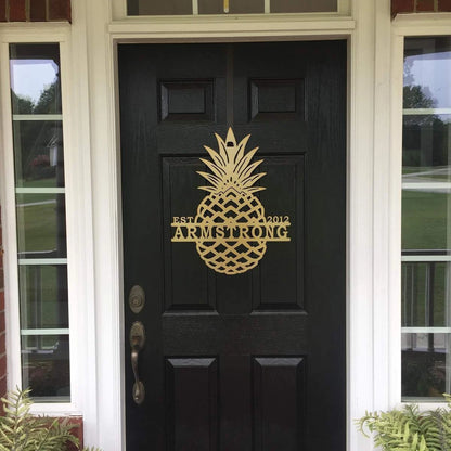 Pineapple Split Name Sign, Cut Metal Sign, Metal Wall Art, Metal House Sign Laser Cut Metal Signs Custom Gift Ideas