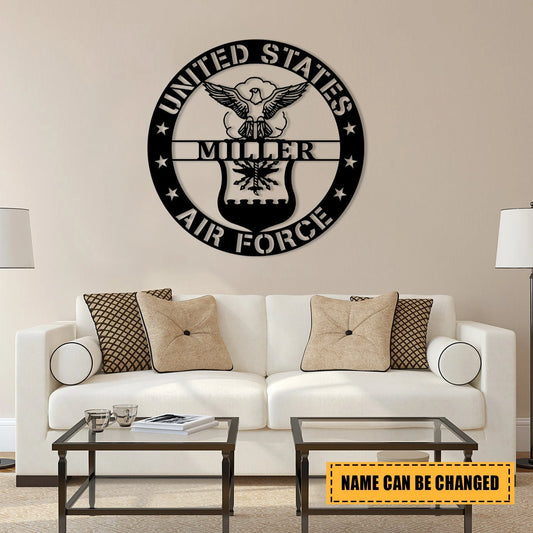 Personalized Name Us Air Force Veteran Metal Sign, Custom Military Metal Art, Metal Laser Cut Metal Signs Custom Gift Ideas - 8 inches - metal sign