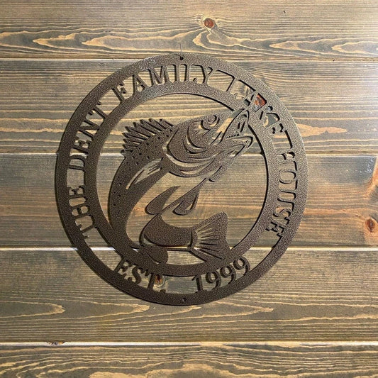 Personalized Metal Walleye Fish Sign Lake House Sign Metal Sign Fish Sign Boathouse Sign Man Cave Sign - 8 inches - metal sign