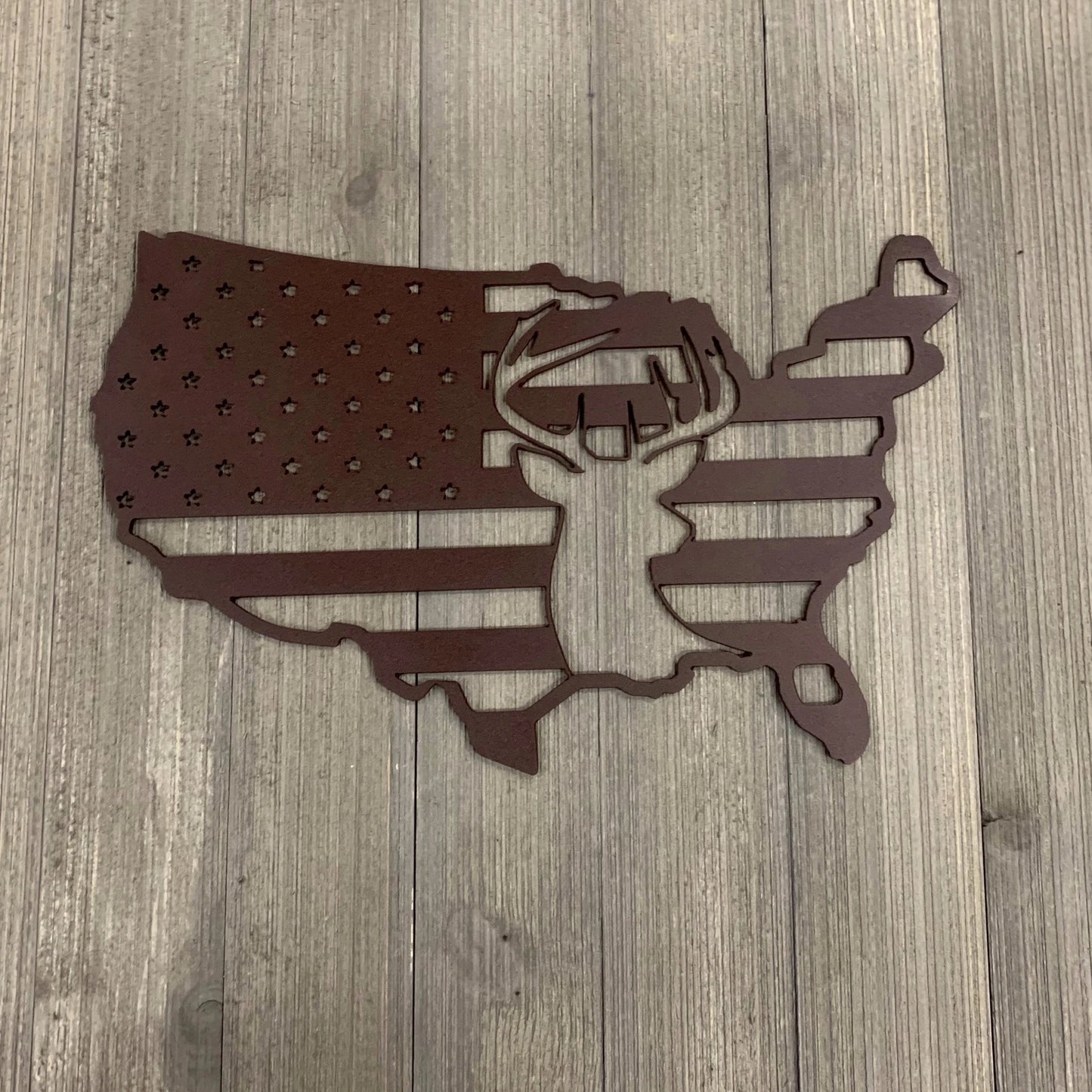 Deer Usa Flag Metal Sign Cutout Cut Metal Sign Wall Metal Art