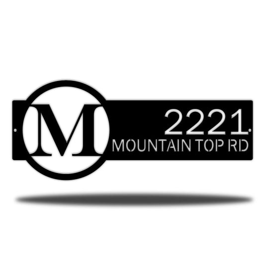 Round Monogram Address Plaque Cut Metal Sign Metal House Sign - 8 inches - metal sign