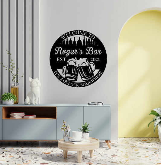 Personalized Beer Metal Bar Sign, Pub, Home Wall Decor, Wedding Art Gift For Him her, Metal Laser Cut Metal Signs Custom Gift Ideas - 8 inches - metal sign