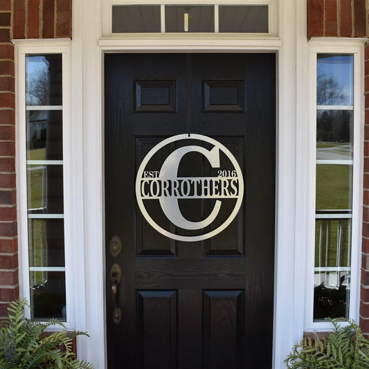 Modern Round Established Sign Cut Metal Sign Metal House Sign - 8 inches - metal sign