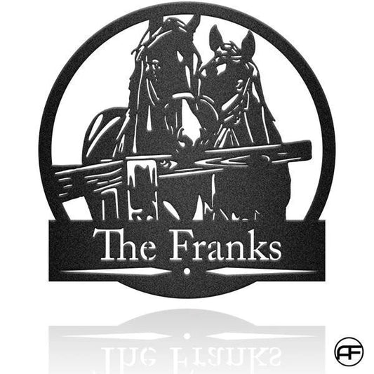 Horse Farm Personalized Horse Metal Sign, Horseshoe Art, Western Decor, Initial Metal Sign, Housewarming - metal sign