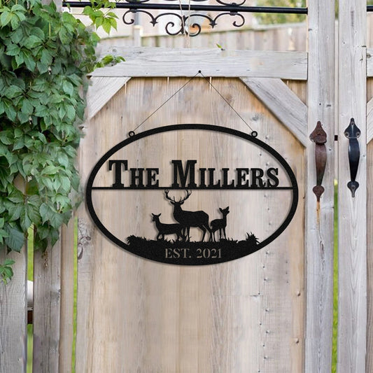 Personalized Deer Hunting Hunter Metal Sign Monogram, Custom Outdoor Farm, Cabin, Lodge, Camp, Art Gift - metal sign