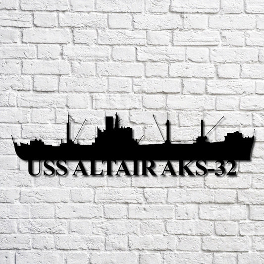 Uss Altair Aks32 Navy Ship Metal Art, Custom Us Navy Ship Cut Metal Sign, Gift For Navy Veteran, Navy - metal sign