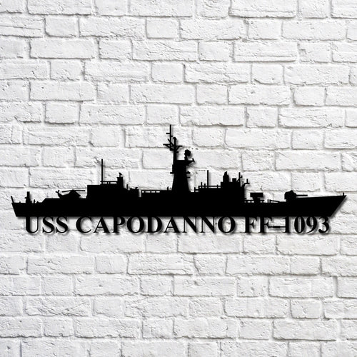 Uss Capodanno Ff1093 Navy Ship Metal Art, Custom Us Navy Ship Cut Metal Sign, Gift For Navy Veteran, Navy Ships Silhouette Metal Art, Navy Home Decor Laser Cut Metal Signs Custom Gift Ideas