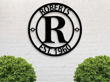 Personalized Family Name Metal Sign Metal Monogram Sign Housewarming Gift Door Hanger Wedding Gift Metal Name Sign Outdoor Metal Signs