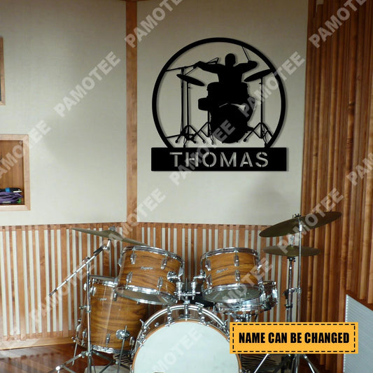 Personalized Drummer Male Metal Sign, Steel Gift For Drum Lovers, Metal Laser Cut Metal Signs Custom Gift Ideas - 8 inches - metal sign