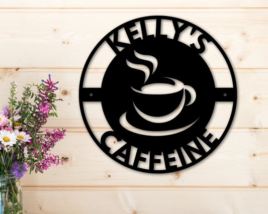 Metal Coffee Sign Personalized Coffee Sign Custom Coffee Sign Coffee Lover Gift Personalized Kitchen Sign Kitchen Decor - 8 inches - metal sign