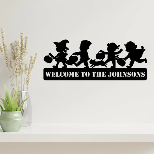 Customized Halloween Trick Or Treat Halloween Metal Halloween Welcome Metal Sign Halloween Door Hanger - 8 inches - metal sign