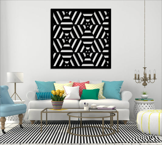 Metal Minimilist Decorative Panel Geometrical Privacy Screen Steel Panel Outdoor Or Indoor Dp36 - 8 inches - metal sign