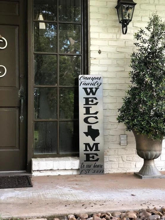 Vertical Welcome Texas Sign Cut Metal Sign Wall Decor Metal Sign Metal Art