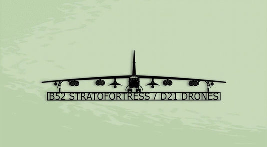 B52 Stratofortress With D21 Drones American Strategic Bomber Aircraft Metal Sign, Cut Metal Sign Wall Decor Laser Cut Metal Signs Custom Gift Ideas