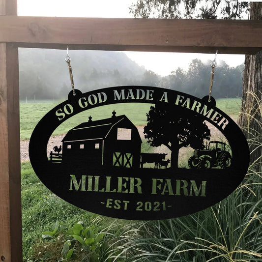 Personalized Metal Farm Sign Barn Cow Rooster Monogram, Custom Farmhouse, Metal Laser Cut Metal Signs Custom Gift Ideas - 8 inches - metal sign