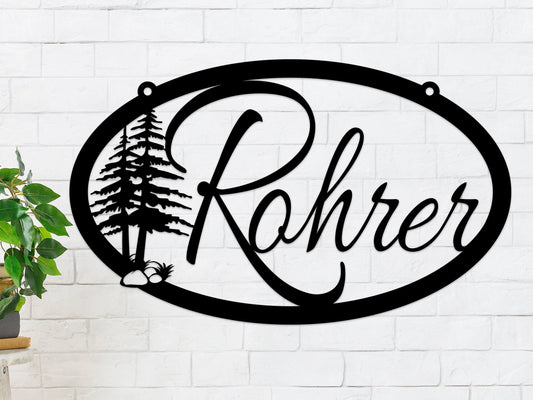 Custom Metal Sign Last Name Sign Hanging Metal Sign Family Name Sign Housewarming Gift Outdoor Sign Oval - 8 inches - metal sign