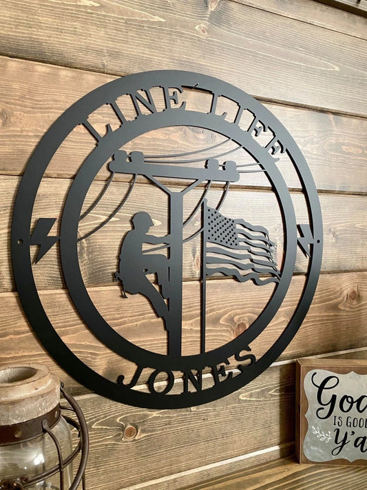 Personalized Lineman Sign, Lineman Gift Custom Metal Wall Sign, Copyright Housesensationsart, Christmas - metal sign