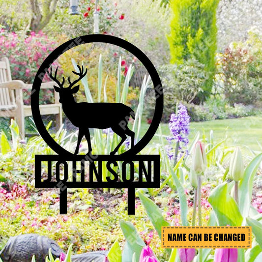 Custom Name Deer Metal Sign, Hunting Yard Sign, Laser Cut Art, Metal Laser Cut Metal Signs Custom Gift Ideas - 8 inches - metal sign