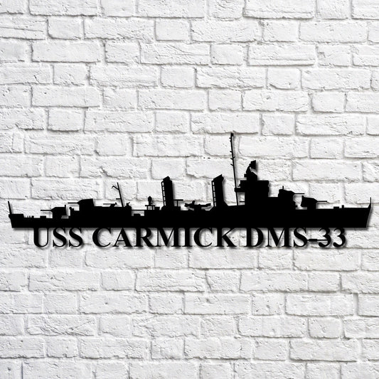 Uss Carmick Dms33 Navy Ship Metal Art, Custom Us Navy Ship Cut Metal Sign, Gift For Navy Veteran, Navy - metal sign