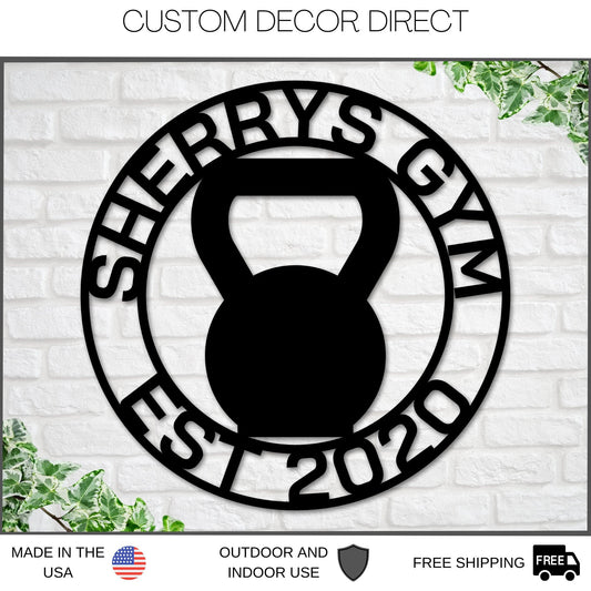 Personalized Gym Sign, Kettlebell Sign, Gym Kettlebell Sign, Home Gym Sign, Cross Fit Sign, Metal Wall - metal sign