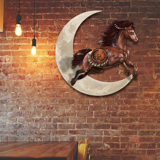 Horse and moon native american Metal House Sign Laser Cut Metal Signs Custom Gift Ideas - 8 inches - metal sign