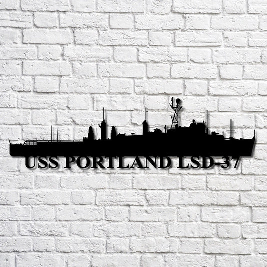 Uss Portland Lsd37 Navy Ship Metal Art, Gift For Navy Veteran, Navy Ships Silhouette Metal Art, Navy Home Decor Laser Cut Metal Signs Custom Gift Ideas