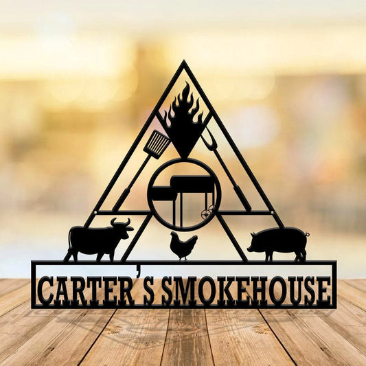 Custom Metal Sign Custom Sign Smokehouse Sign Custom Grill Metal Sign Housewarming Gift Personalized - metal sign