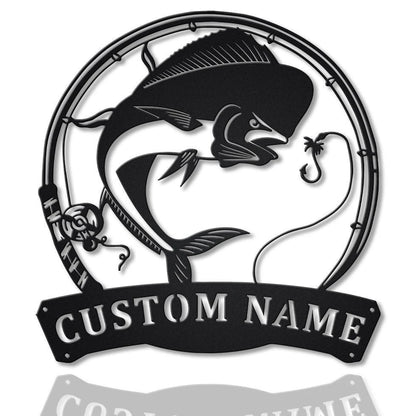 Personalized Mahimahi Fishing Fish Pole Metal Sign Art, Custom Mahimahi Fishing Metal Sign, Fishing Gifts Funny, Mahimahi Fishing Gift, Laser Cut Metal Signs Custom Gift Ideas
