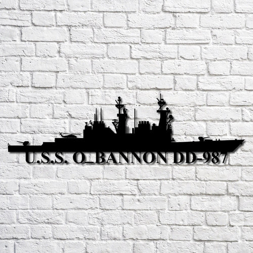 U.s.s. O bannon Dd987 Navy Ship Metal Art, Custom Us Navy Ship Cut Metal Sign, Gift For Navy Veteran, Navy Ships Silhouette Metal Art, Navy Home Decor Laser Cut Metal Signs Custom Gift Ideas