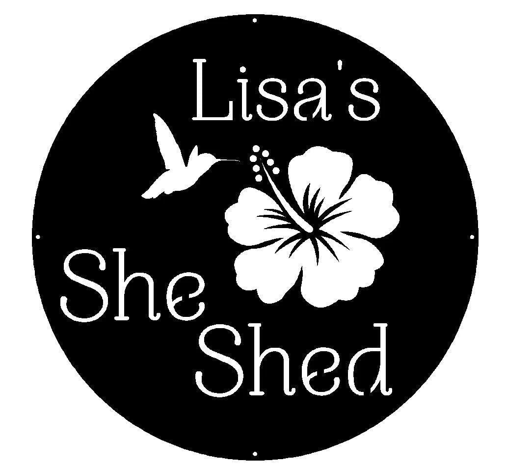 Hibiscus, She Shed Signs, Large Garden Decor, Personalized Garden Sign, Birthday Gifts For Her, Gift For Women Laser Cut Metal Signs Custom Gift Ideas