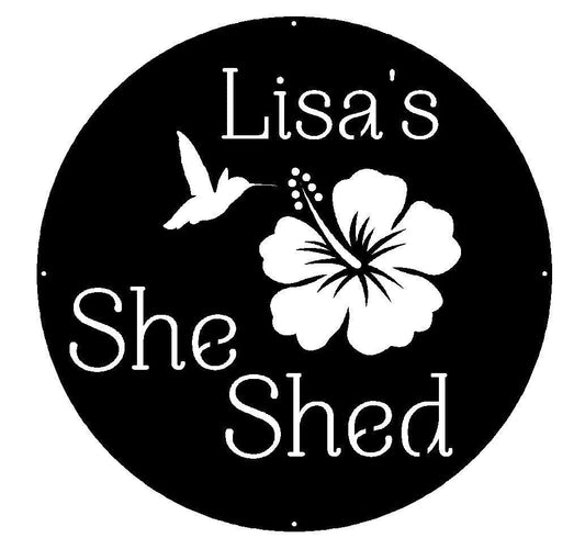 Hibiscus, She Shed Signs, Large Garden Decor, Personalized Garden Sign, Birthday Gifts For Her, Gift For - metal sign