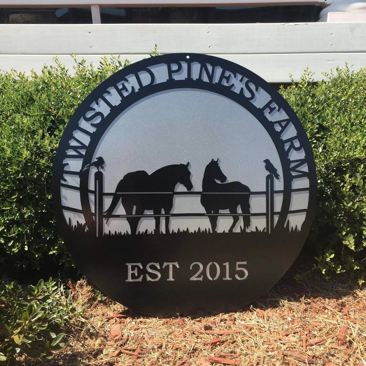Personalized Horse & Raven Farm Sign, Cut Metal Sign, Metal Wall Art, Metal House Sign Laser Cut Metal Signs Custom Gift Ideas