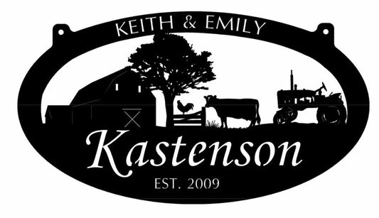 Metal Signbarn Cow Tractor Sign Huge 4ft Sign Customized With Your Name Metal House Sign - 8 inches - metal sign