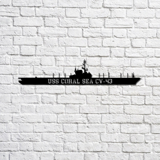 Uss Coral Sea Cv43 Navy Ship Metal Sign, Memory Wall Metal Sign Gift For Navy Veteran, Navy Ships - metal sign