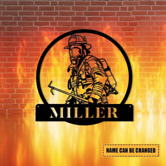 Personalized Name Fireman Metal Wall Art, Firefighter First Responder Gift, Metal Laser Cut Metal Signs Custom Gift Ideas - 8 inches - metal sign