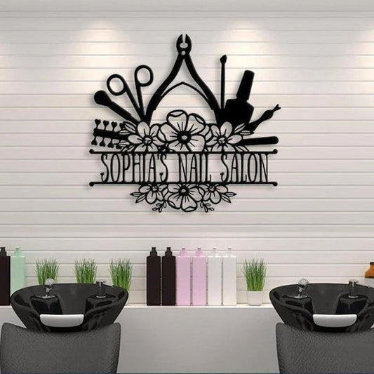 Personalized Nail Salon Metal Sign, Nail Tools Sign, Nail Shop Decor, Nail Salon Decor, Sign For Nail - metal sign