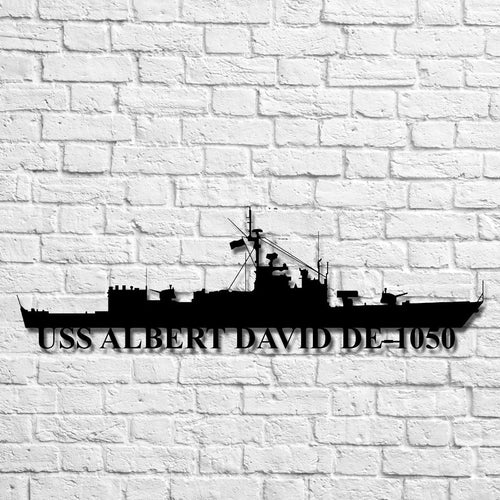 Uss Albert David De1050 Navy Ship Metal Art, Custom Us Navy Ship Cut Metal Sign, Gift For Navy Veteran, Navy Ships Silhouette Metal Art, Navy Home Decor Laser Cut Metal Signs Custom Gift Ideas