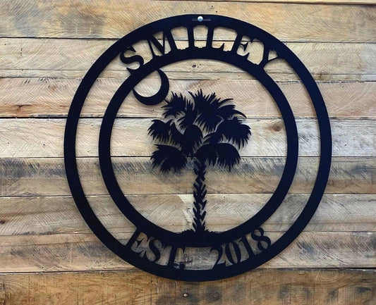 Monogram South Carolina Decor Palmetto Tree Decor South Carolina Sign Sc State Tree Metal Sign Handcrafted Metal Art Door Decor - 8 inches - metal sign
