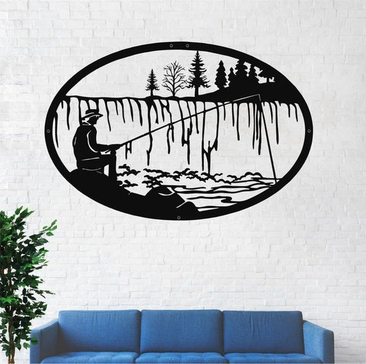 Nature Decor Fisherman Decor Interior Decorationfishing Home Office Decoration Wildlife Lover Gift - 8 inches - metal sign