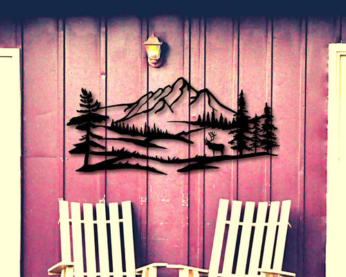 Mountain Decal Mountain Decor Metal Mountain Mountains Scandinavian Decor Living Room Stencil Hanging Mountain Range