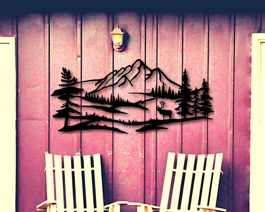 Mountain Decal Mountain Decor Metal Mountain Mountains Scandinavian Decor Living Room Stencil Hanging Mountain Range - 8 inches - metal sign