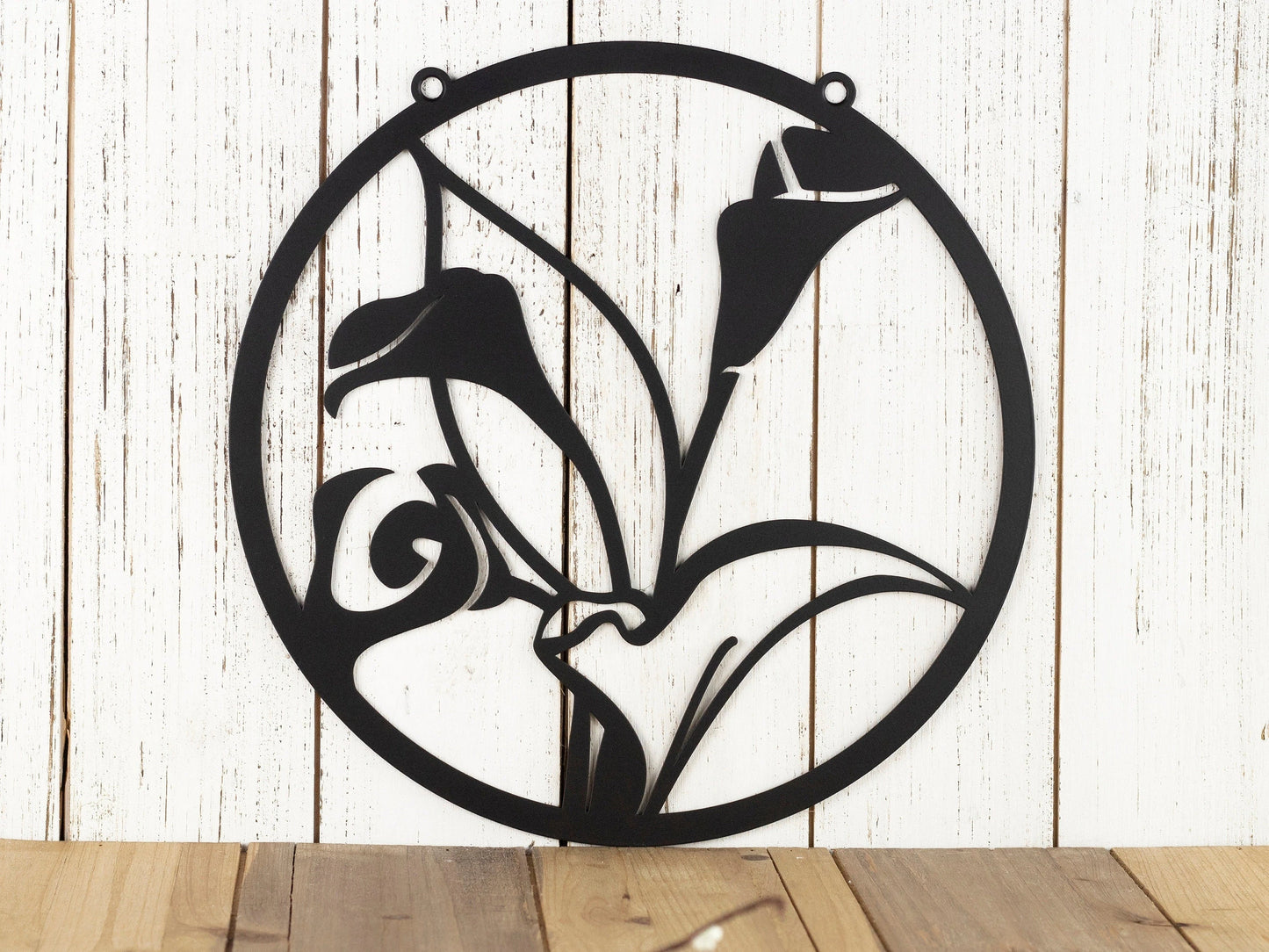 Calla Lily Flower Garden Sign Outdoor Garden Decor Metal Garden Sign Mothers Day Laser Cut Sign Matte Black Shown