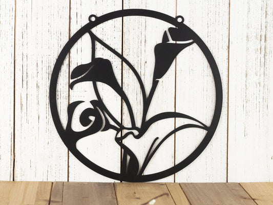 Calla Lily Flower Garden Sign Outdoor Garden Decor Metal Garden Sign Mothers Day Laser Cut Sign Matte Black Shown