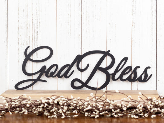 God Bless Metal Sign Black God Bless Metal Sign Religious Spiritual Sign Outdoor Sign Outdoor Metal Art - 8 inches - metal sign